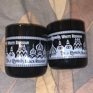 Vintage Do A Kahlua Black Russian White Glass Highball LOT 2